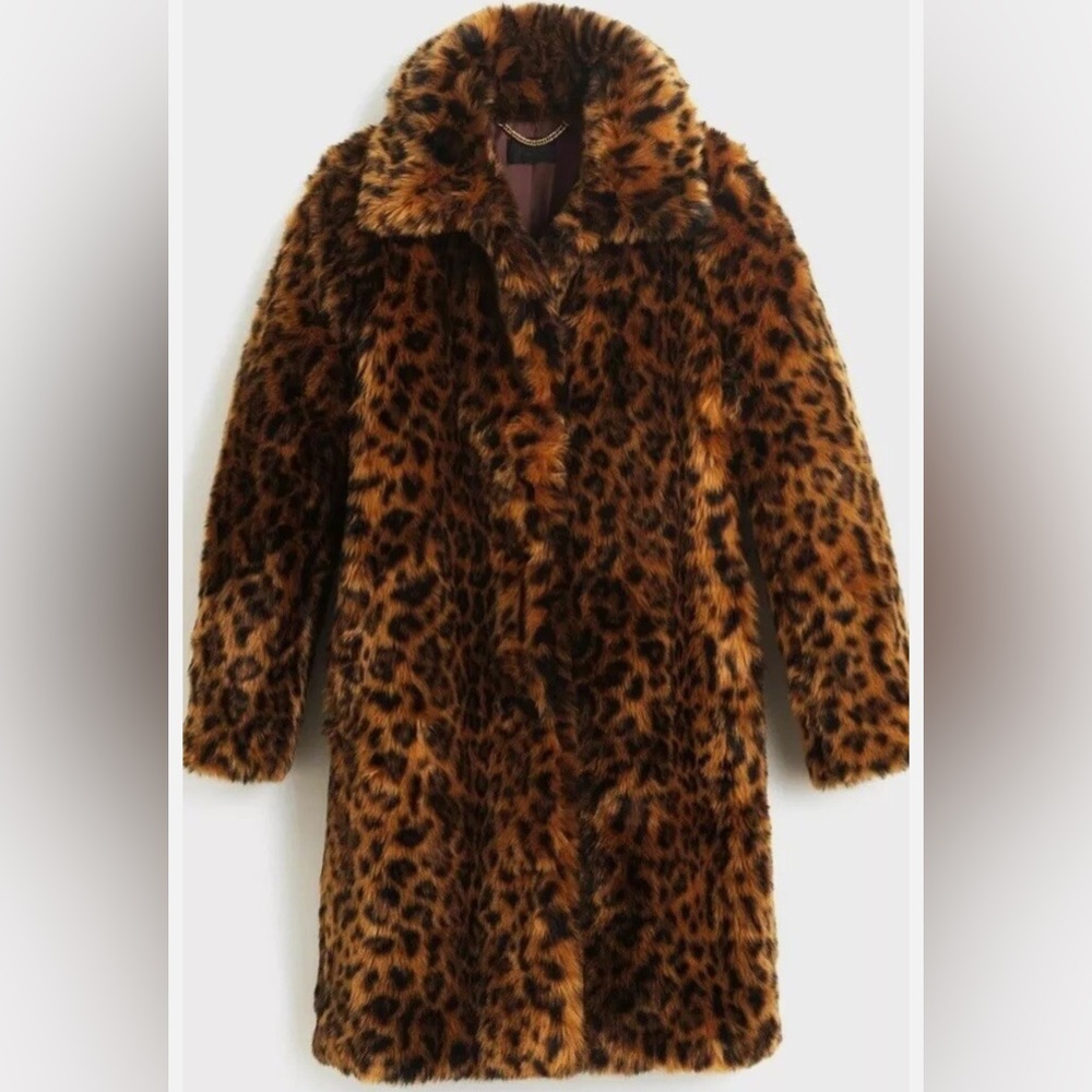 J. Crew Animal Print Teddy Jacket